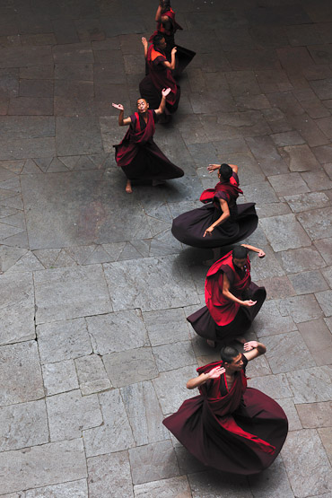 Paro - monk performing during dance festival
